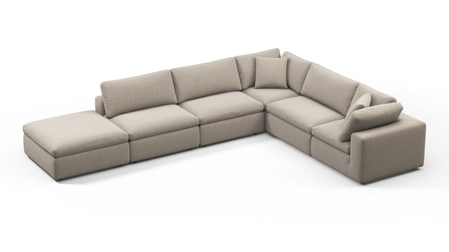 Sky - Sky Sectional Sofa, Five Seater, Right Corner, Beige Linen