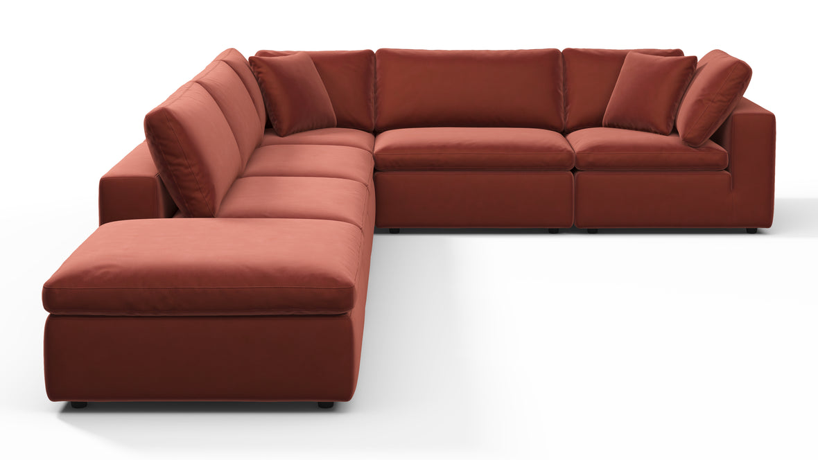 Sky - Sky Sectional Sofa, Five Seater, Right Corner, Cinnamon Velvet