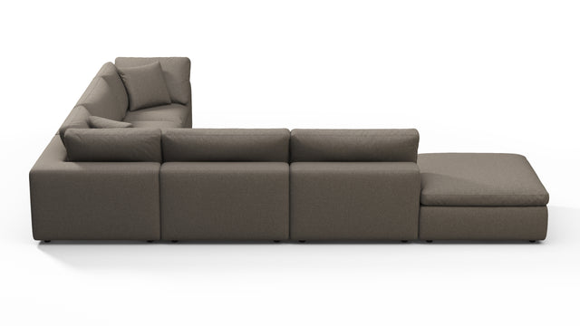 Sky - Sky Sectional Sofa, Five Seater, Right Corner, Coffee Brushed Weave