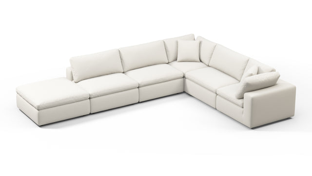 Sky - Sky Sectional Sofa, Five Seater, Right Corner, Oatmeal Brushed Weave