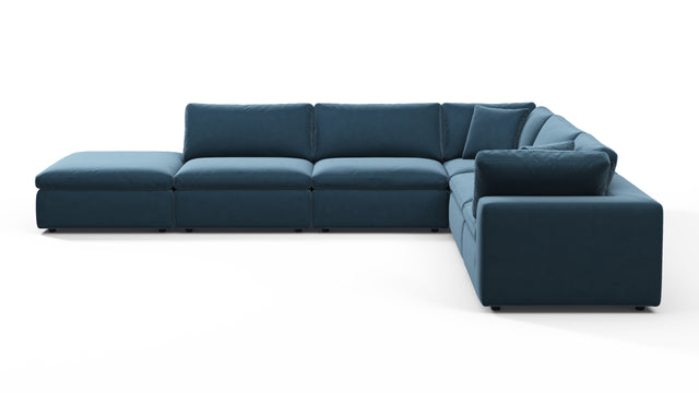 Sky - Sky Sectional Sofa, Five Seater, Right Corner, Prussian Blue Luxe Velvet