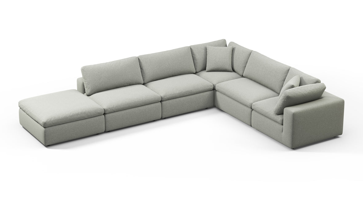 Sky - Sky Sectional Sofa, Five Seater, Right Corner, Soft Gray Brushed Weave