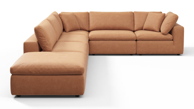 Sky - Sky Sectional Sofa, Five Seater, Right Corner, Tan Vegan Leather