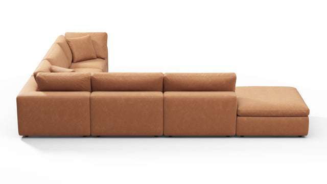 Sky - Sky Sectional Sofa, Five Seater, Right Corner, Tan Vegan Leather