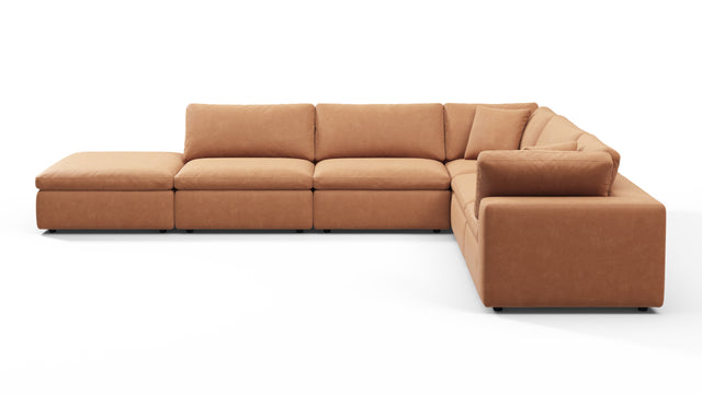 Sky - Sky Sectional Sofa, Five Seater, Right Corner, Tan Vegan Leather