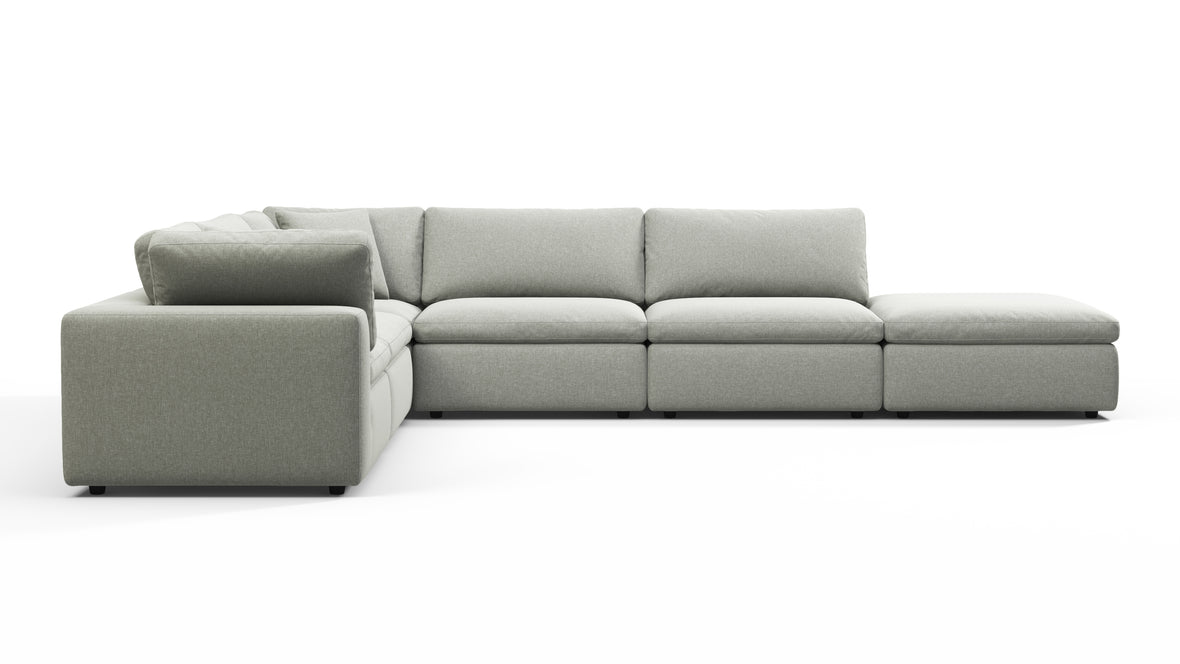 Sky - Sky Sectional Sofa, Five Seater, Left Corner, Soft Gray Brushed Weave