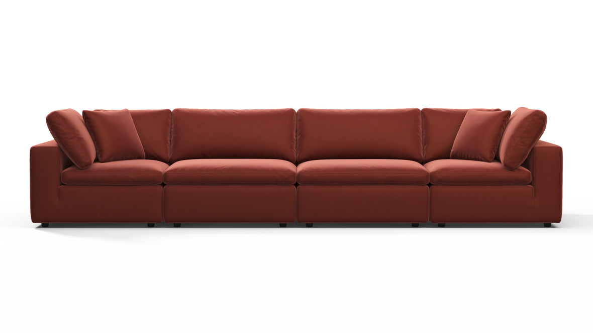 Sky - Sky Sectional Sofa, Four Seater, Cinnamon Velvet