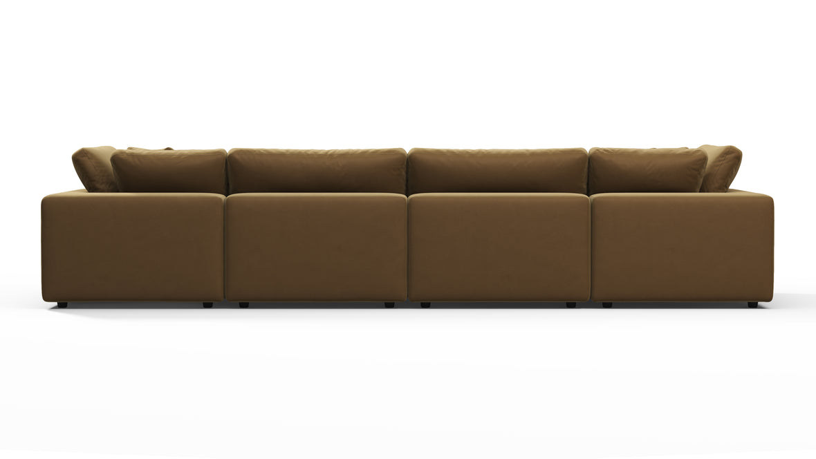 Sky - Sky Sectional Sofa, Four Seater, Old Gold Velvet