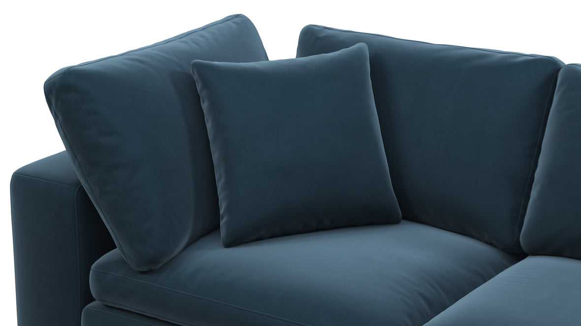 Sky - Sky Sectional Sofa, Four Seater, Prussian Blue Luxe Velvet