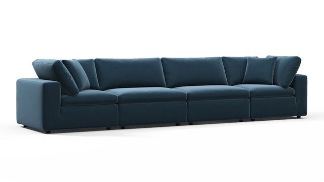 Sky - Sky Sectional Sofa, Four Seater, Prussian Blue Luxe Velvet