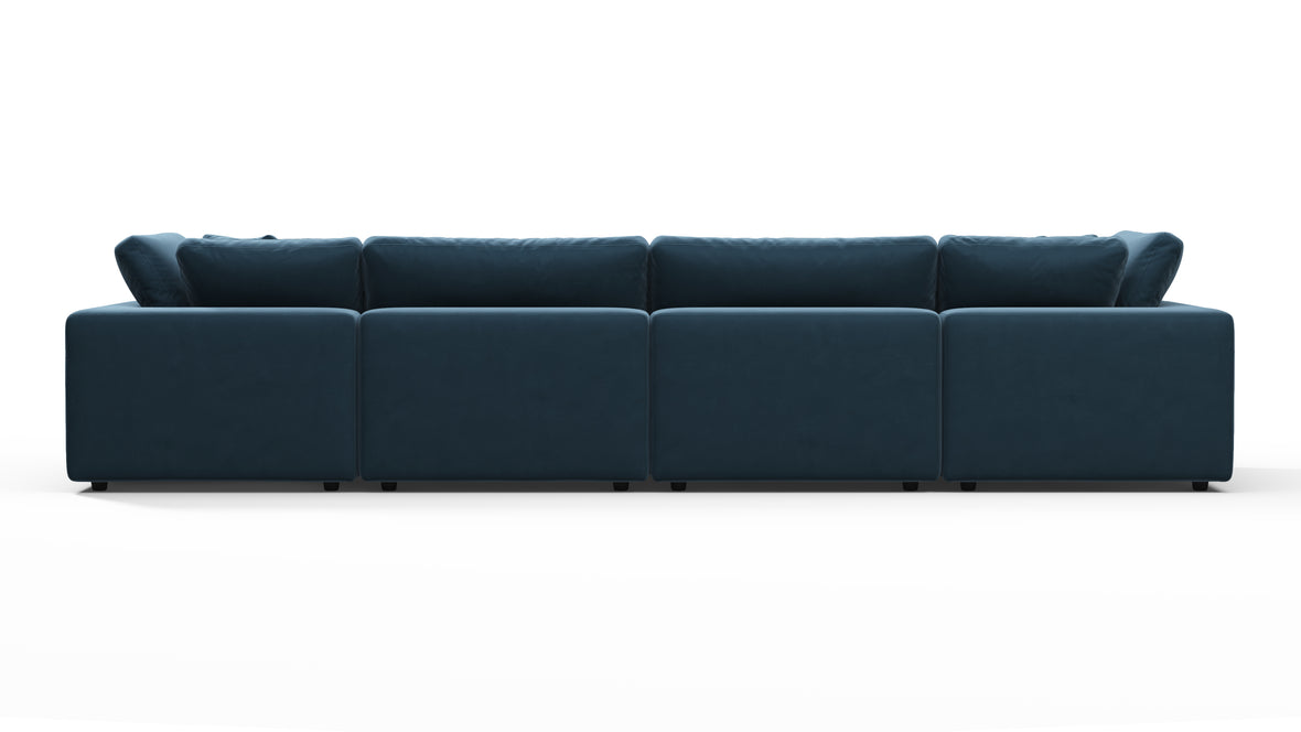 Sky - Sky Sectional Sofa, Four Seater, Prussian Blue Luxe Velvet