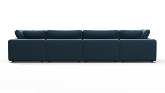 Sky - Sky Sectional Sofa, Four Seater, Prussian Blue Luxe Velvet