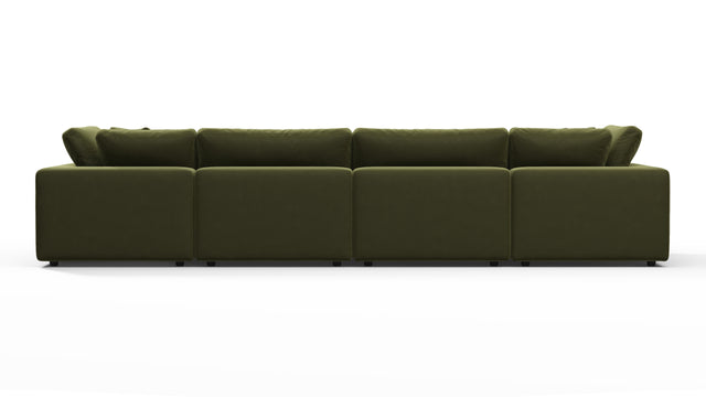 Sky - Sky Sectional Sofa, Four Seater, Spruce Luxe Velvet