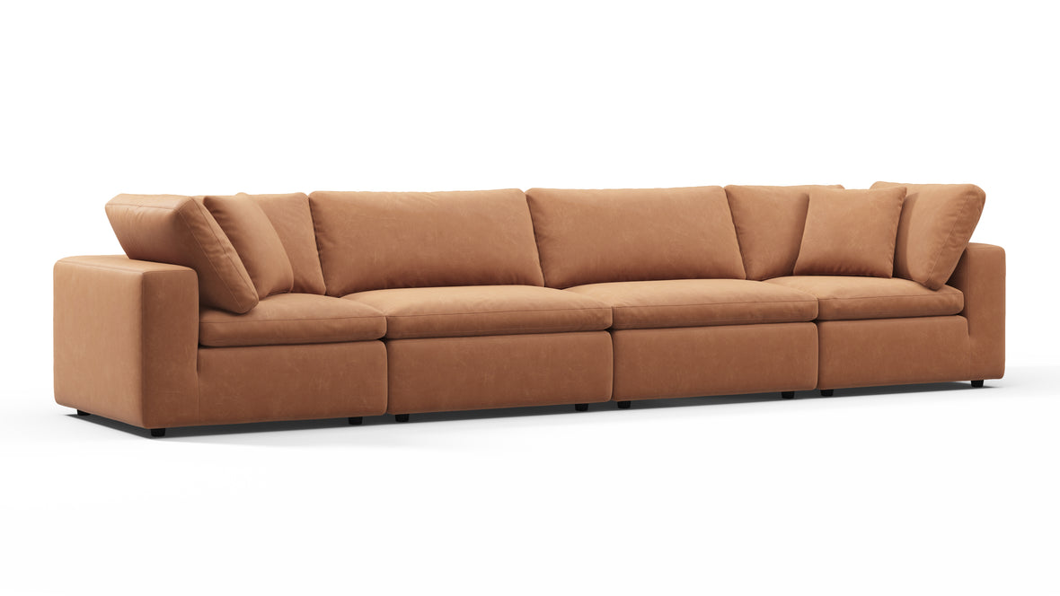 Sky - Sky Sectional Sofa, Four Seater, Tan Vegan Leather