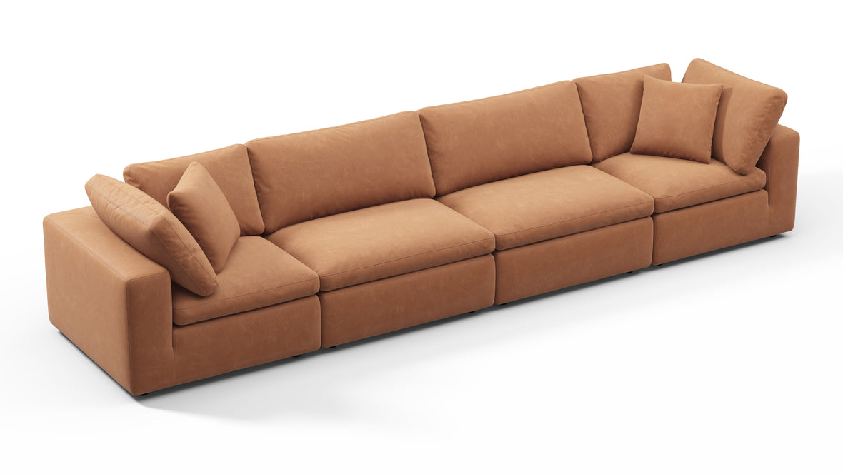 Sky - Sky Sectional Sofa, Four Seater, Tan Vegan Leather