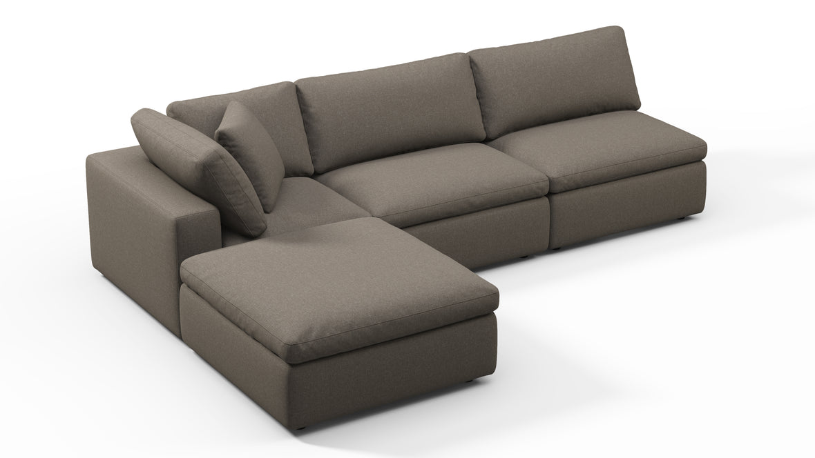 Sky - Sky Sectional Sofa, Three Seater, Left Chaise, Coffee Brushed Weave