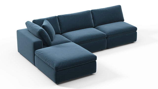 Sky - Sky Sectional Sofa, Three Seater, Left Chaise, Prussian Blue Luxe Velvet