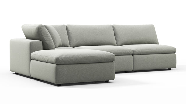 Sky - Sky Sectional Sofa, Three Seater, Left Chaise, Soft Gray Brushed Weave