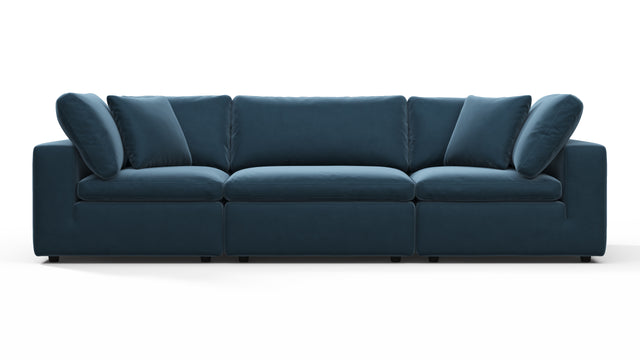 Sky - Sky Sectional Sofa, Three Seater, Prussian Blue Luxe Velvet