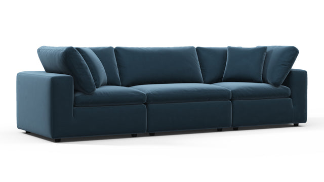 Sky - Sky Sectional Sofa, Three Seater, Prussian Blue Luxe Velvet