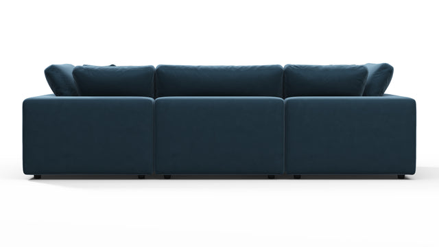 Sky - Sky Sectional Sofa, Three Seater, Prussian Blue Luxe Velvet