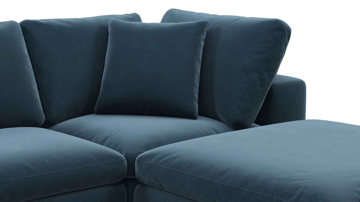 Sky - Sky Sectional Sofa, Three Seater, Right Chaise, Prussian Blue Luxe Velvet