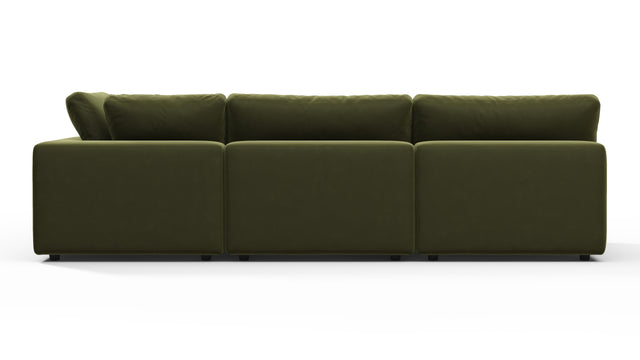 Sky - Sky Sectional Sofa, Three Seater, Right Chaise, Spruce Luxe Velvet