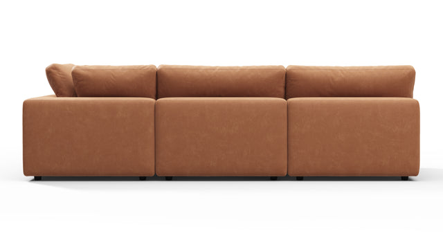 Sky - Sky Sectional Sofa, Three Seater, Right Chaise, Tan Vegan Leather