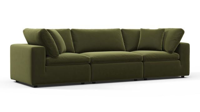 Sky - Sky Sectional Sofa, Three Seater, Spruce Luxe Velvet