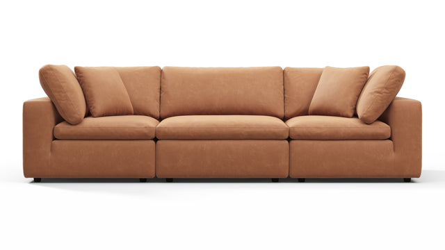 Sky - Sky Sectional Sofa, Three Seater, Tan Vegan Leather