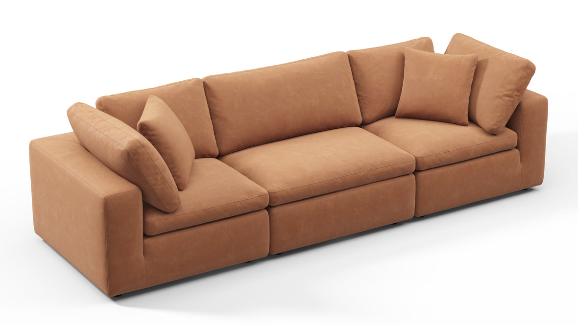 Sky - Sky Sectional Sofa, Three Seater, Tan Vegan Leather