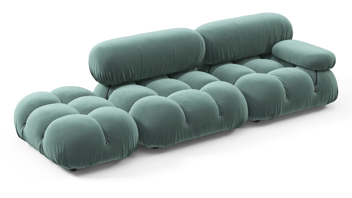 Belia - Belia Open End Sofa, Left, Jadeite Luxe Velvet