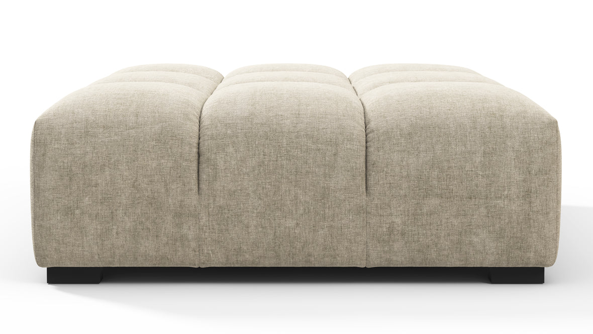 Tufted - Tufted Ottoman, Beige Gray Chenille