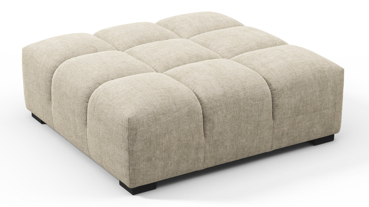 Tufted - Tufted Ottoman, Beige Gray Chenille