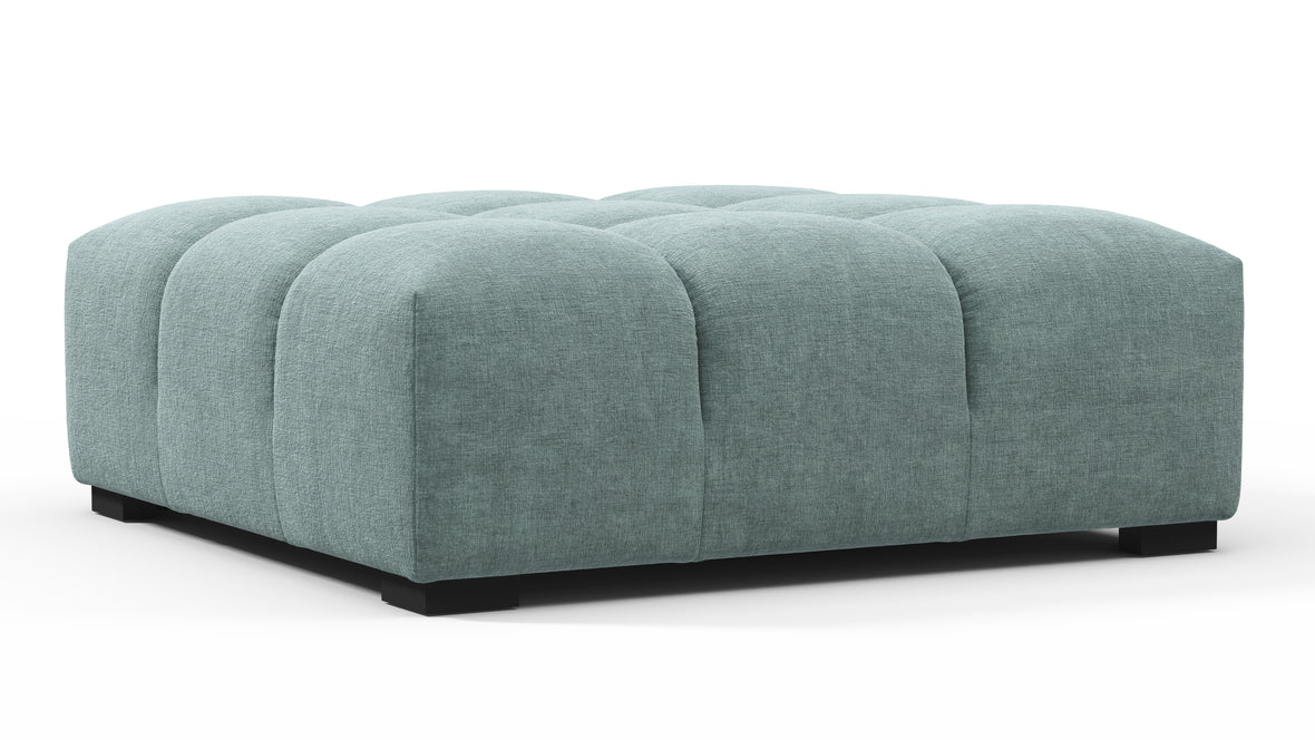 Tufted - Tufted Ottoman, Cerulean Chenille