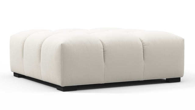 Tufted - Tufted Ottoman, Oatmeal Brushed Weave