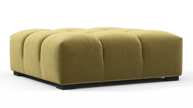 Tufted - Tufted Ottoman, Olive Gold Velvet