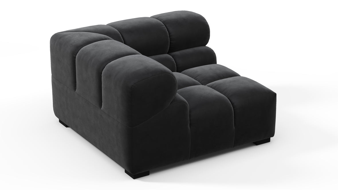 Tufted - Tufted Module, Left Corner, Black Velvet