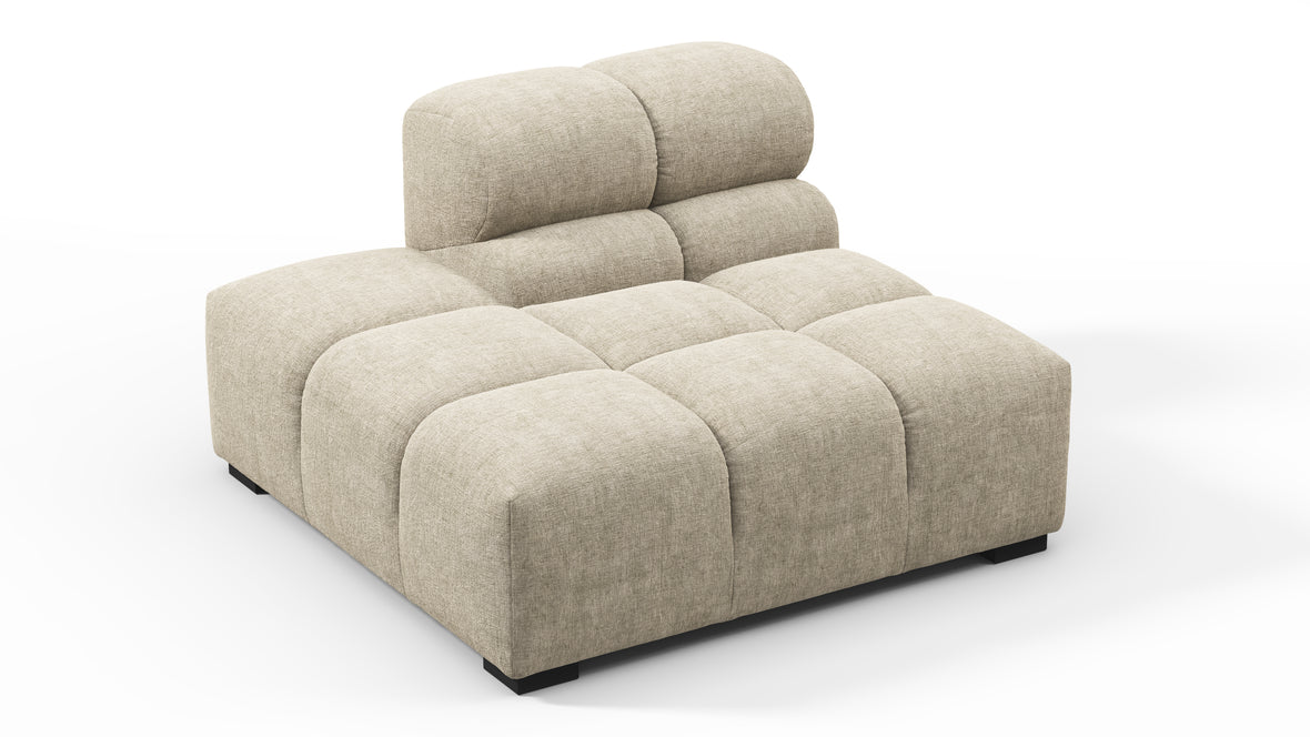 Tufted - Tufted Module, Left End, Armless, Beige Gray Chenille