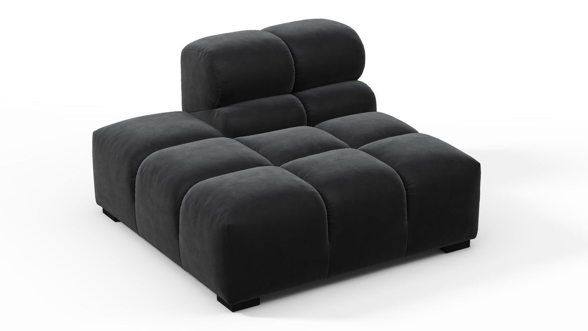 Tufted - Tufted Module, Left End, Armless, Black Velvet