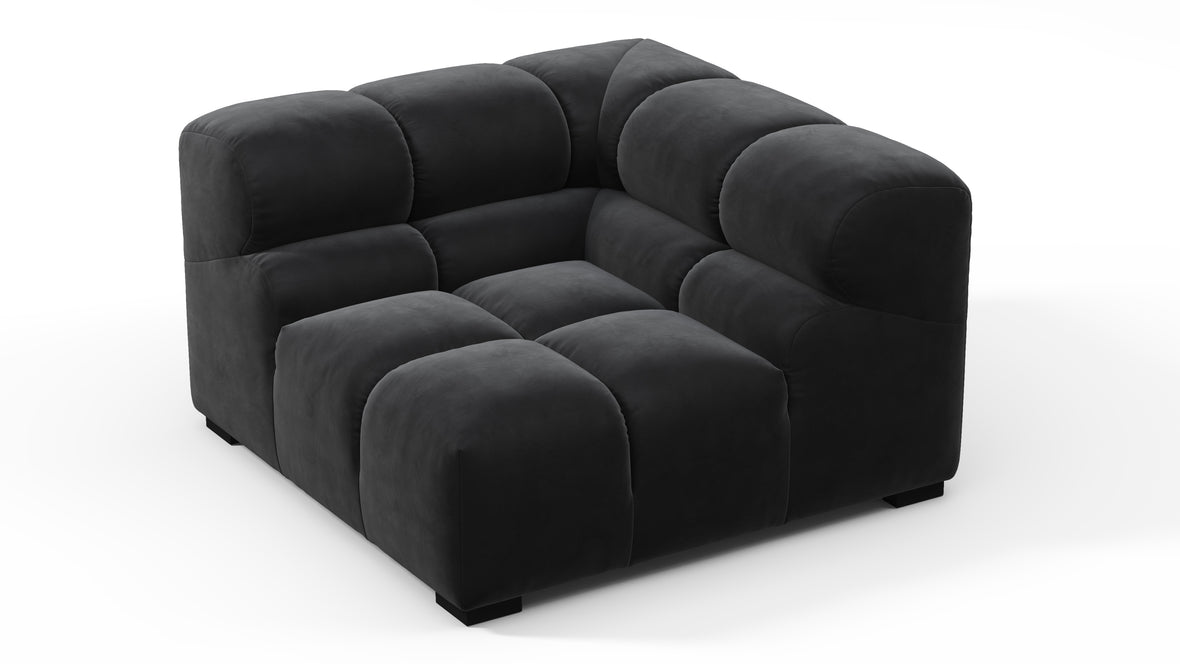 Tufted - Tufted Module, Right Corner, Black Velvet