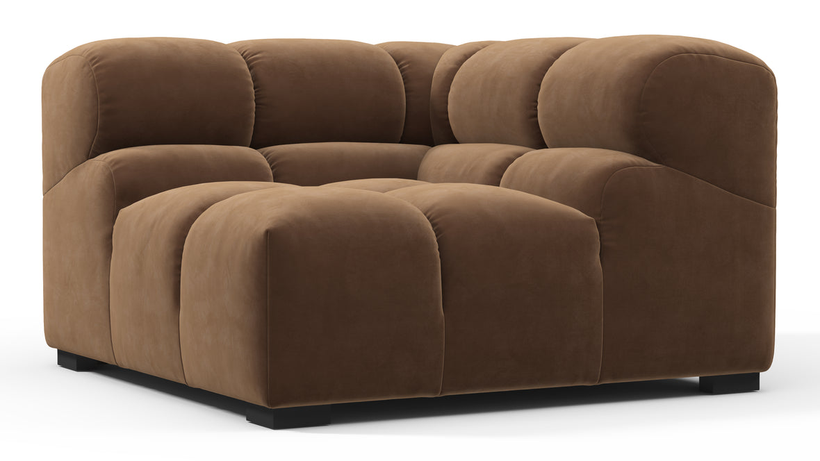 Tufted - Tufted Module, Right Corner, Mocha Velvet