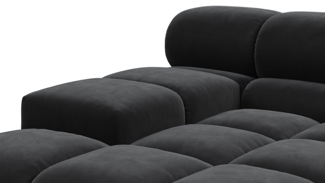 Tufted - Tufted Module, Deep Left Arm, Black Velvet