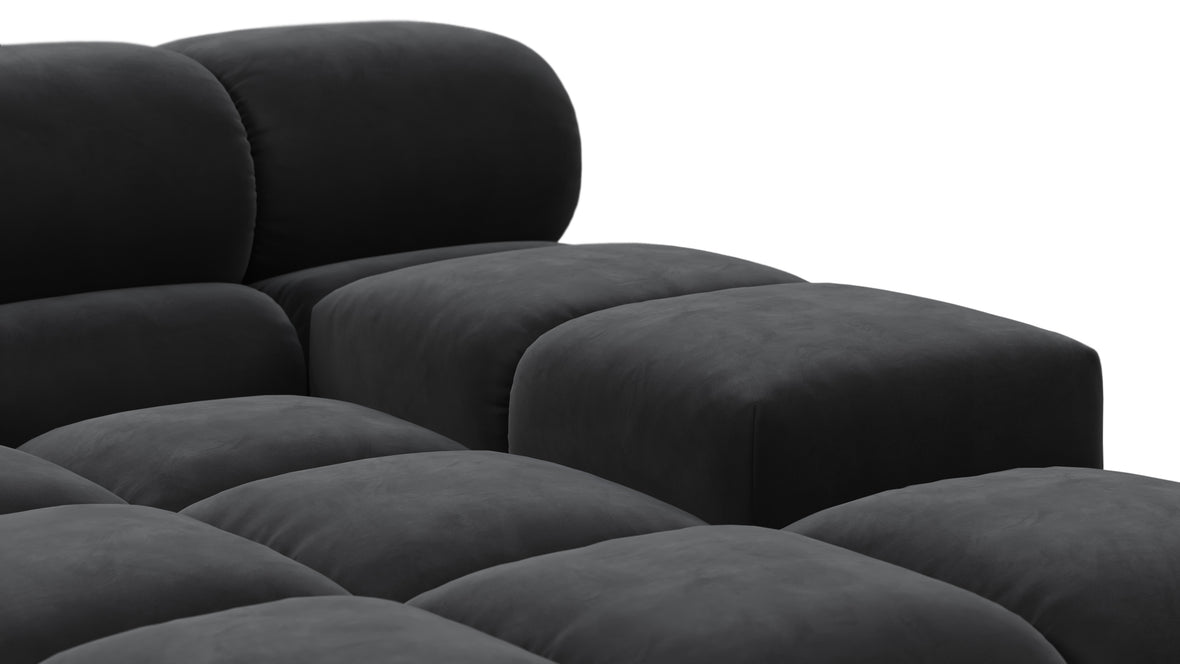 Tufted - Tufted Module, Deep Right Arm, Black Velvet