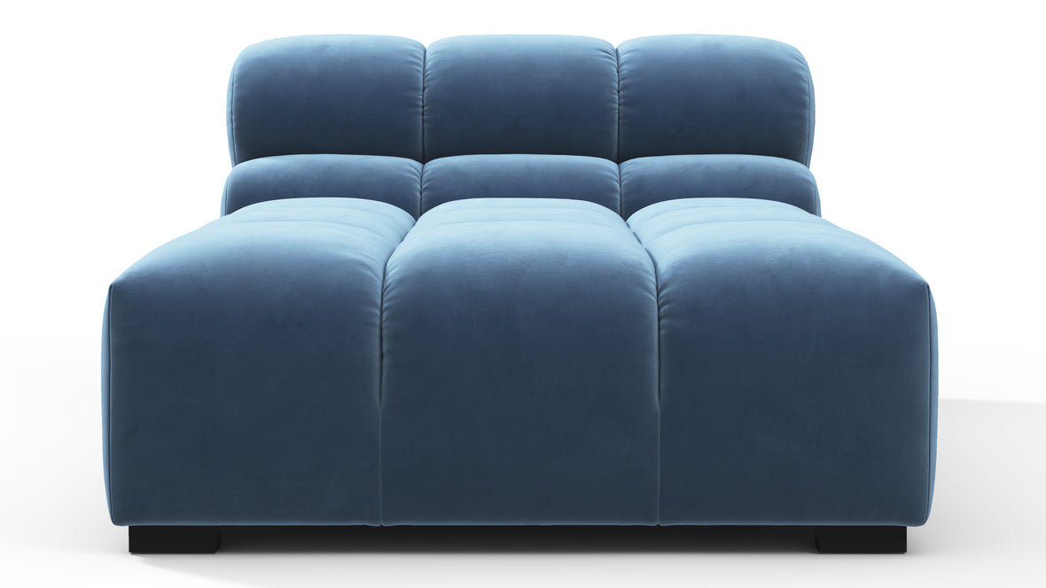 Tufted - Tufted Module, Armless Chaise, Aegean Blue Velvet