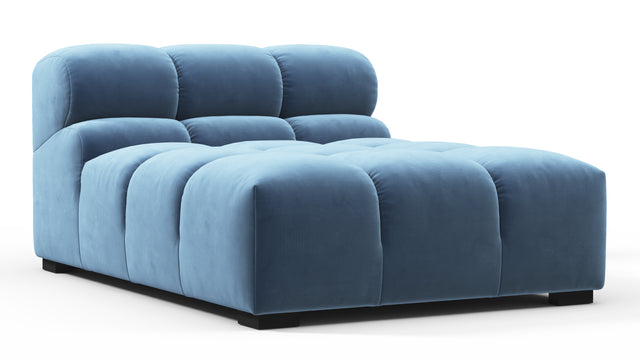 Tufted - Tufted Module, Armless Chaise, Aegean Blue Velvet