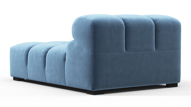 Tufted - Tufted Module, Armless Chaise, Aegean Blue Velvet