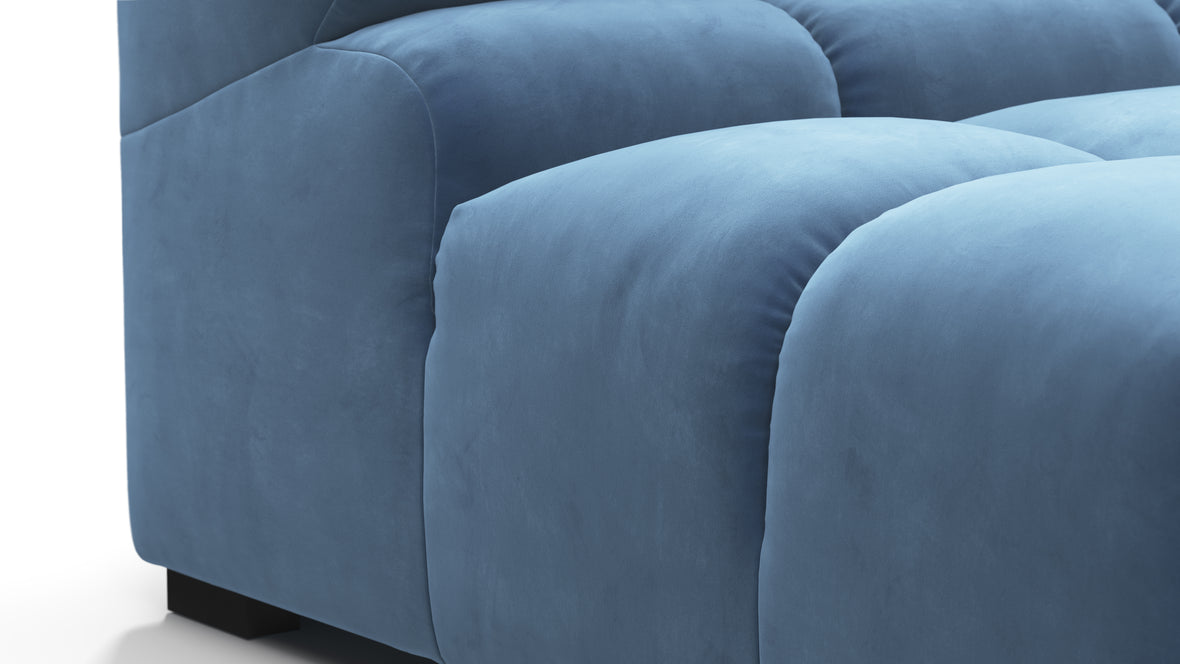 Tufted - Tufted Module, Right End, Armless, Aegean Blue Velvet