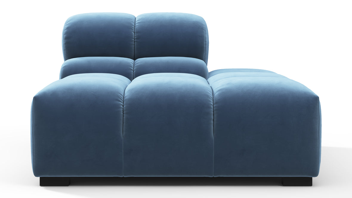 Tufted - Tufted Module, Right End, Armless, Aegean Blue Velvet