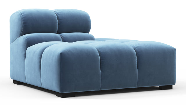 Tufted - Tufted Module, Right End, Armless, Aegean Blue Velvet